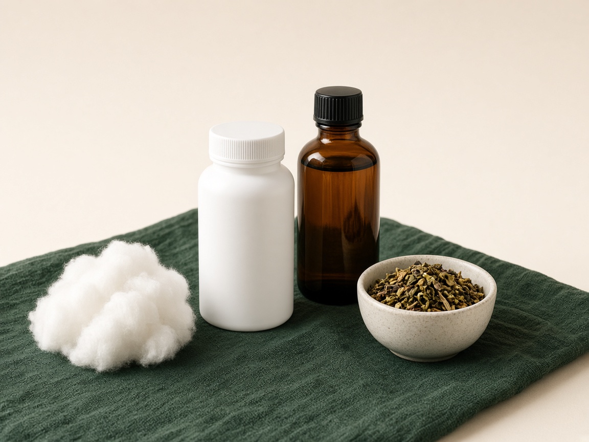 Unbranded bottles and everyday healthcare items